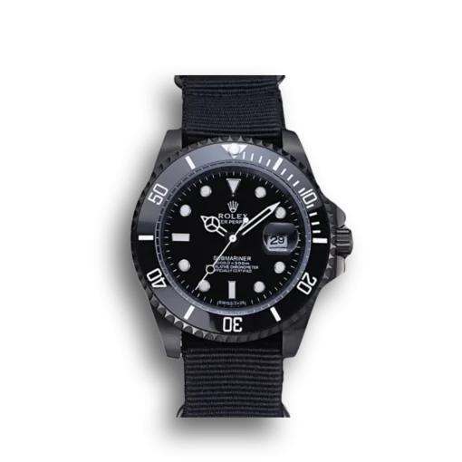 Swiss Rolex Submariner Pro-Hunter Black Fabric Strap Black Dial
