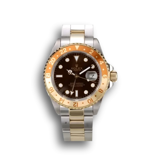 Rolex GMT Master II Gold Colored Ceramic Bezel Brown Dial Watch
