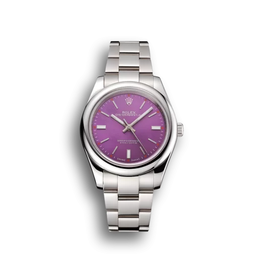 Rolex Oyster Perpetual Red Grape Dial Stainless Steel Case And Bracelet