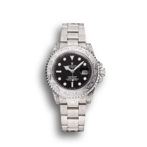 Swiss Rolex Submariner Skull Limited Edition Black Dial White Case And Bracelet 1454093