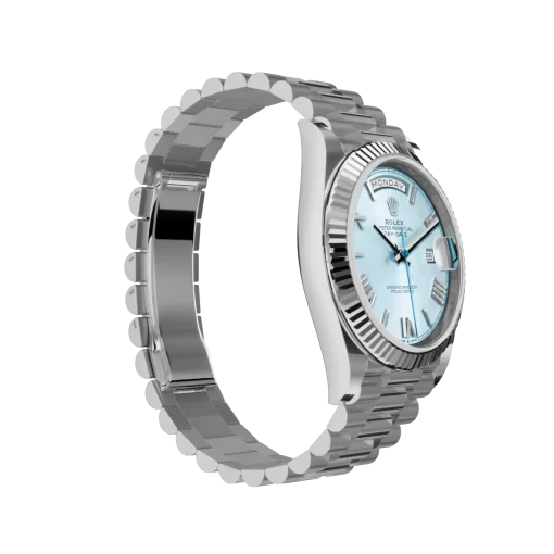 Rolex Day-Date: 40 mm, Platinum with an ice-blue dial, Fluted bezel and a President bracelet, m228236-0012 - 图片 4