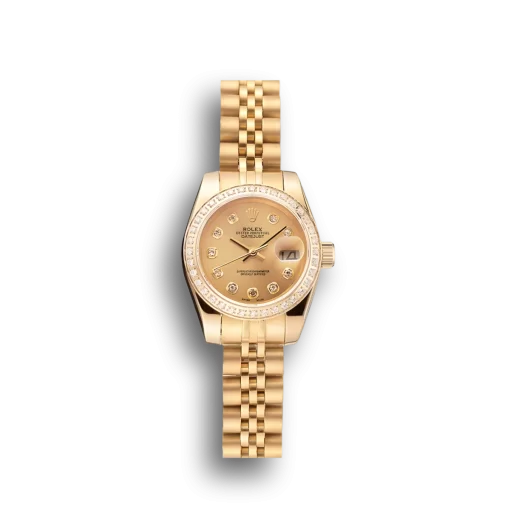 Swiss Rolex Lady-Datejust Champagne Dial Diamond Bezel Gold Jubilee Bracelet 1454096