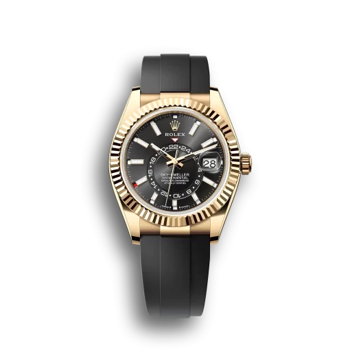 Rolex Sky-Dweller: 42 mm, Yellow gold with a bright black dial and an Oysterflex bracelet, m336238-0002