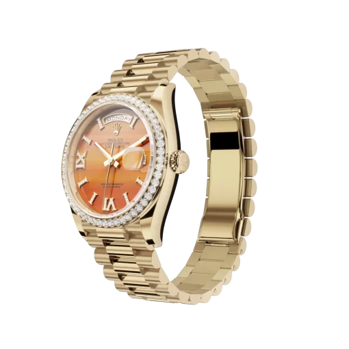 Rolex Day-Date: 36 mm, Yellow gold, with a carnelian, Diamond-set dial, Diamond-set bezel and a President bracelet, m128348rbr-0049 - 图片 5
