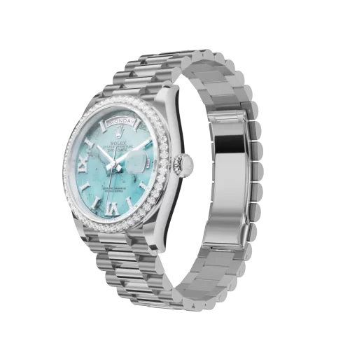 Rolex Day-Date: 36 mm, Turquoise, Diamond-set dial, Diamond-set bezel and a President bracelet, m128349rbr-0031 - 图片 2