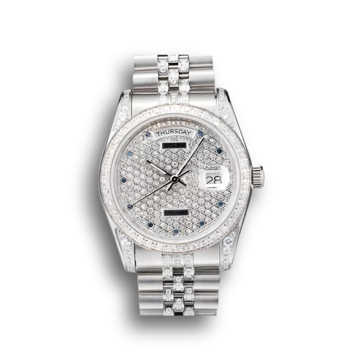Rolex DayDate Diamond Plated Stainless Steel Bracelet Diamond Plated Dial 41985