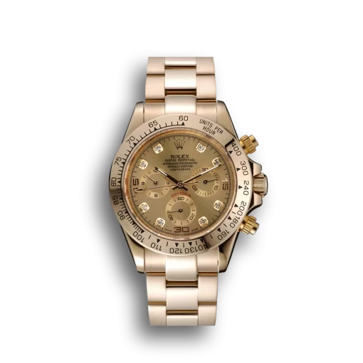 Rolex Cosmograph Daytona Brown Dial Diamond Numerals Gold Case And Bracelet 1454245