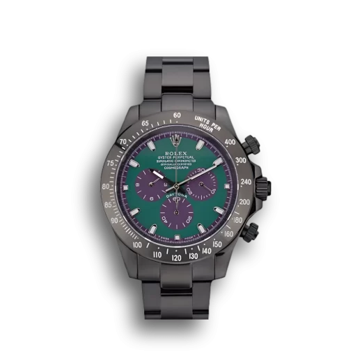 Rolex Daytona Black Ion Plated Tachymeter Black Stainless Steel Strap Green Dial 80246